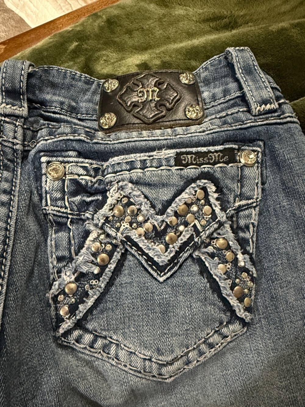 Miss Me Faded Blue Distressed Rolled Hem Denim Shorts - Picture 5 of 12